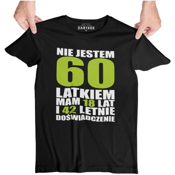 SUPER T-SHIRT MĘSKI URODZINY 60 LAT DOŚWIADCZENIE