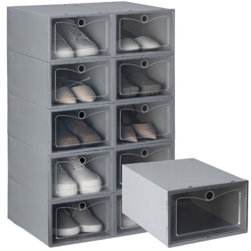 4CONVY ZESTAW 10x organizer pudełka na buty 30% większe MOCNE 22x32x14cm