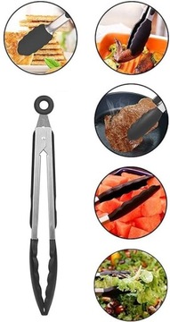 КУХОННЫЕ ЩИПЦЫ МЕТАЛЛИЧЕСКИЕ ЩИПЦЫ ДЛЯ МЯСНЫХ САЛАТОВ НА ГРИЛЬ СИЛИКОНОВАЯ СТАЛЬ