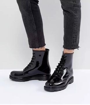 ASOS BOTKI BIKER GLANY LAKIEROWANE SZNUROWANE R.37