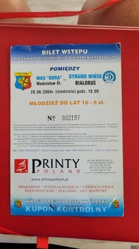 Bilet Odra Wodzisław - Dynamo Mińsk