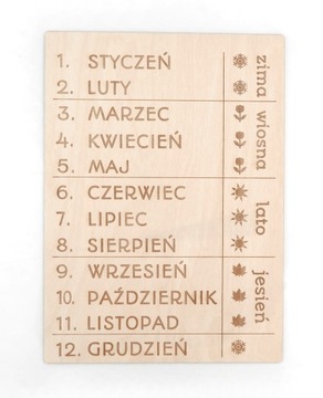 Tabliczka Miesiące Pory roku prezent dla dziecka