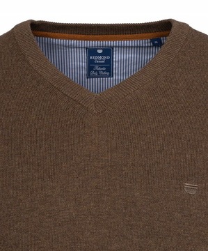 Sweter męski Redmond Casual V-Neck 600/38 Brązowy