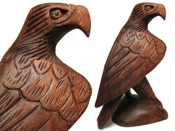 Rzeźba Drewno Suar Ptak ORZEŁ 20cm - Rękodzieło