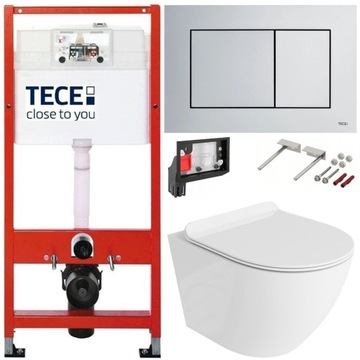 TECE ZESTAW PODTYNKOWY WC MISKA RIMLESS PRZYCISK CHROM MAT FRESH 7W1