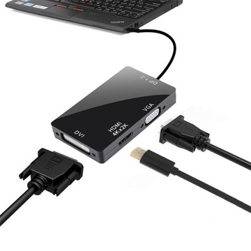 Adapter DisplayPort do hdmi 4K VGA DVI 3w1 DP