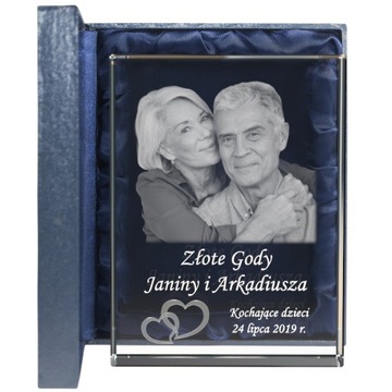 Kryształowa statuetka - prezent na złote gody | Elegancki Prezent