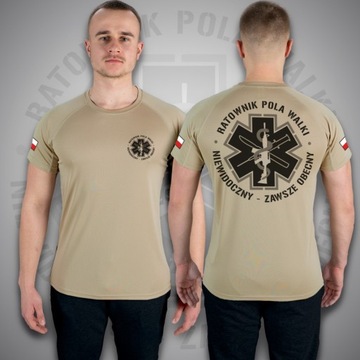 Koszulka Techniczna RATOWNIK MEDYCZNY POLA WALKI T-shirt Termoaktywny beż