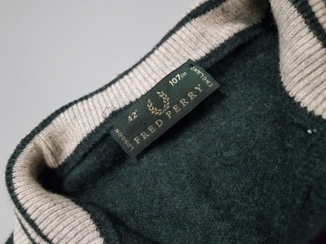 FRED PERRY oryginalny sweter męski 100% wełna 107 S