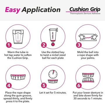 CUSHION GRIP Термопластичный клей для зубных протезов, 28 г ПРОЧНЫЙ — держится до 4 дней.