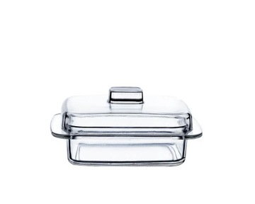 MASELNICZKA SZKLANA MASELNICA POJEMNIK NA MASŁO Z POKRYWKĄ POKRYWĄ UCHWYT