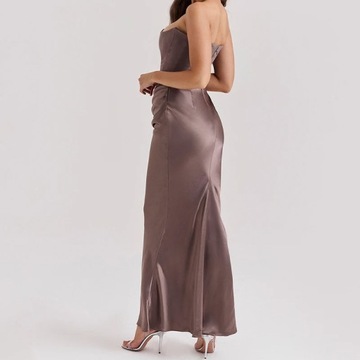 Women Evening Dress 2024 Sexy Strapless Fishbone H