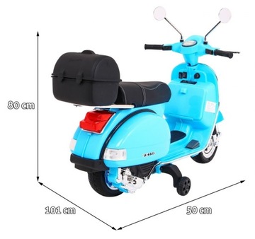 Детский электросамокат Vespa Синий + Опорные колеса + Аудио +