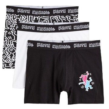 MID DŁUŻSZE BOKSERKI KEITH HARING 3-PAK H&M M