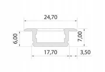 алюминиевый светодиодный профиль ДЛЯ ЛЕНТЫ С ЛАМПОЙ, 2м, встраиваемый