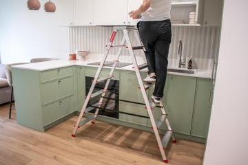 Лестница бытовая алюминиевая двусторонняя, 2х7 ступеней, BAULICH, ПОЛЬСКИЙ продукт