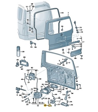ЗАМОК ЗАДНЕЙ ДВЕРИ TOUAREG TRANSPORTER CAMPER ОРИГИНАЛ 7H0827512A