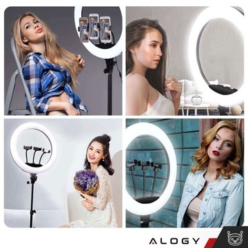 Lampa pierścieniowa LED Ring do zdjęć selfie statyw + 3x uchwyt do telefonu