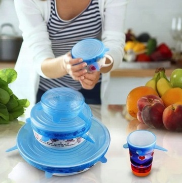 НАКРЫТКИ СИЛИКОНОВЫЕ УНИВЕРСАЛЬНЫЕ ДЛЯ ПИЩЕВЫХ 6 ШТ.