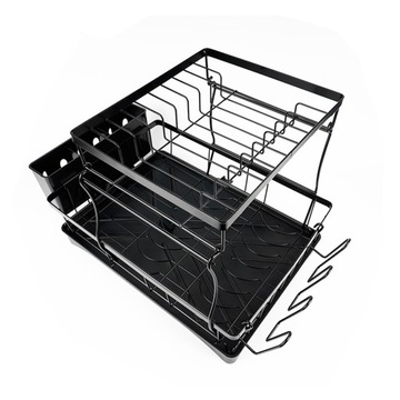 OCIEKACZ DUŻA SUSZARKA STOJĄCA NACZYNIA TALERZE SZTUĆCE CZARNA Z ODPŁYWEM