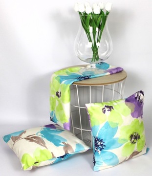 Zestaw promocyjny duże wiosenne kwiatki bieżnik 40x120cm + 2 poszewki