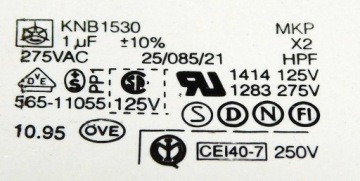 Конденсатор 1uF 275VAC KNB1530 ISKRA - цена 5 шт.