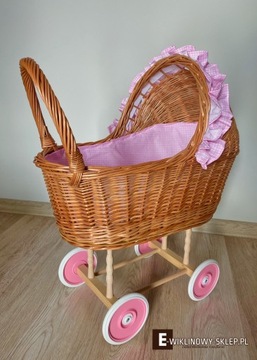 Wiklinowy Wózek dla Lalek z Wikliny Pełny