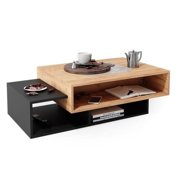 STOLIK KAWOWY ANTRACYT/ZŁOTY DĄB LOFT PROSTOKĄTNY NOWOCZESNY 105x60x32cm