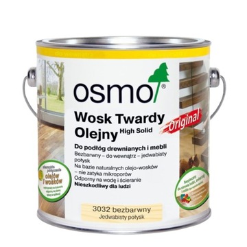 OSMO WOSK TWARDY OLEJNY 3032 BEZBARWNY JEDWABISTY POŁYSK - 2,5L