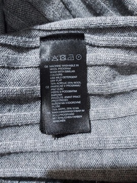 H&M długi sweter narzutka z wełną 36