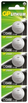 5x Bateria litowa GP CR2450 3V zegarkowa DL2450