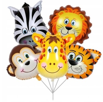 Balony FOLIOWE zwierzątka ZOO 5 szt duże 26X35 cm