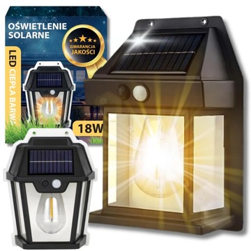 LAMPA SOLARNA LATARNIA Z CZUJNIKIEM ZMIERZCHU RUCHU ELEWACYJNA OGRODOWA