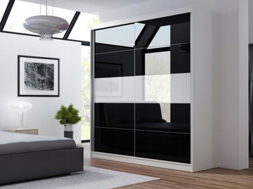 ARA 160 ШКАФ РАЗДВИЖНЫЙ - БЕЛЫЙ С ЧЕРНЫМ ЛАКОБЕЛЕМ