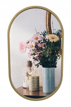 ОВАЛЬНОЕ ЗЕРКАЛО ДЛЯ ВАННОЙ В ЗОЛОТОЙ РАМКЕ, ПОДВЕСНОЕ