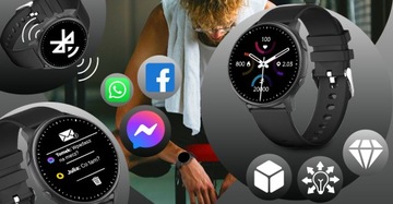 ZEGAREK SMARTWATCH WODOODPORNY APLIKACJA PL TRYBY SPORTOWE ROZMOWY ZDROWIE