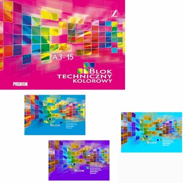 Blok techniczny kolor Premium A3 15 k., Kreska