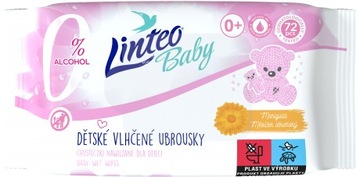 Chusteczki nawilżane BABY 72szt. LINTEO przebadane dermatologicznie