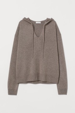 H&M HM Kaszmirowy sweter z kapturem damski modny cienki stylowy miękki 36 S