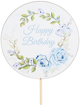 Topper Okrągły do Bukietu *Happy Birthday* wzór 5