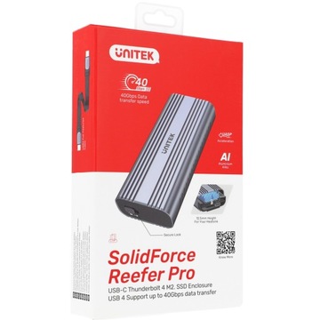 Корпус накопителя Unitek, твердотельный накопитель M.2, PCIe/NVMe, 40 Гбит/с, кабель USB4 + USB-C