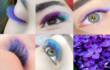 Ресницы цветные 8-13мм, изгиб D, 12 полосок ФИОЛЕТОВЫЕ.