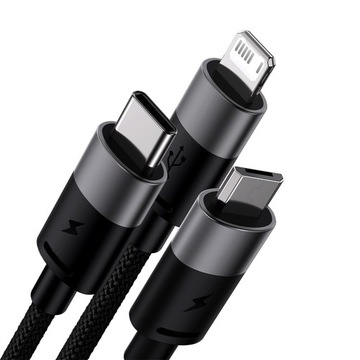 USB-Micro/USB C/Lightning кабель BASEUS 3 в 1, 1,2 м