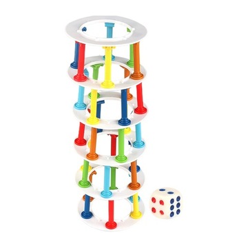 Tumble Tower Game Montessori Toy Balancing Puzzles Game, Classic with Dice