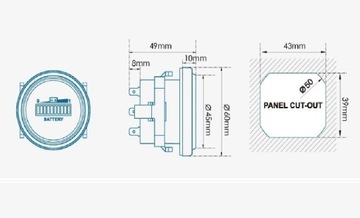 Индикатор заряда аккумулятора 12–72 В.
