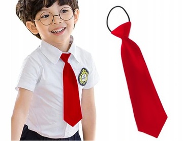 ДЕТСКИЙ КРАСНЫЙ ГЛАДКИЙ УЗКИЙ ГАЛСТУК ДЛЯ МАЛЬЧИКОВ на резинке.