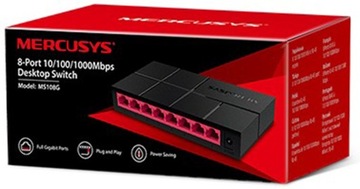 GIGABIT Mercusys 8-портовый коммутатор 8X 1 ГБ/с RJ45 LAN