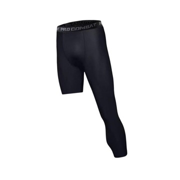 Męskie spodnie kompresyjne Spodnie warstwy bazowej do biegania S, czarne, lewe, długie