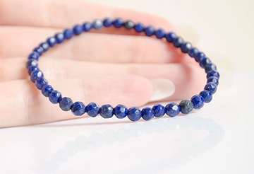 Naturalny LAPIS LAZULI Piryt KULE kuleczki fasetowane 4,5mm bransoletka