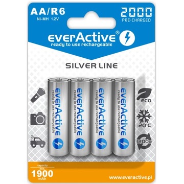 4 аккумулятора AA R6 everActive емкостью 2000 мАч